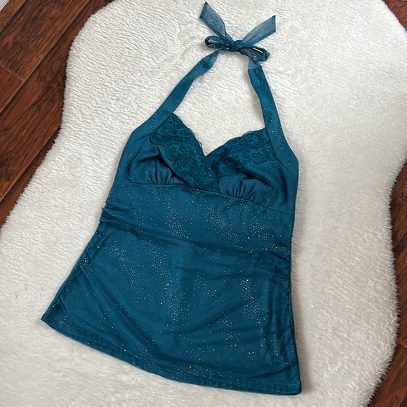 Y2K TORRID Lace, Mesh, & Glitter Babydoll Halter - Picture 2 of 11